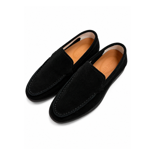 Boy's Black Leather Slip-On Casual Dress Shoes