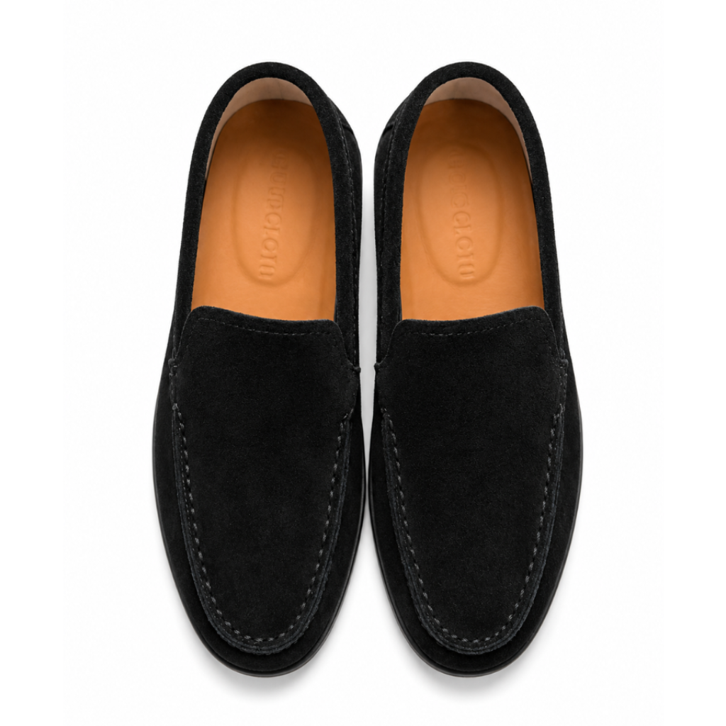 Men’s Black Leather Slip-On Casual Dress Shoes