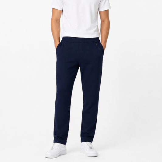 Boys Stretch Performance Jogger Pants – Navy Blue, Elastic Waist, Straight Leg