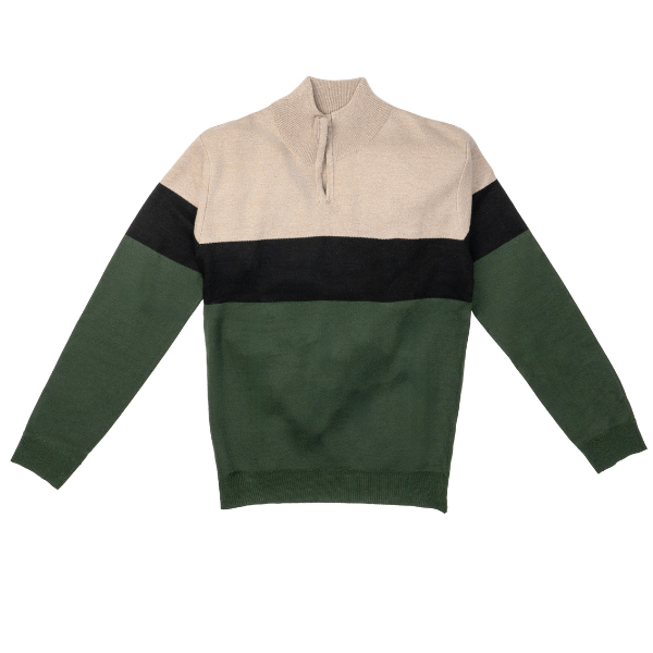 Boys Color Block Half-Zip High Neck Sweater