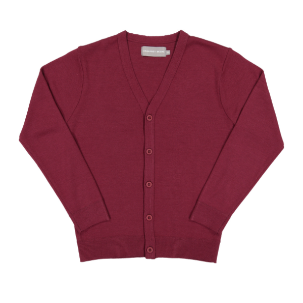 Boys’ Burgundy V-Neck Button-Up Cardigan Sweater