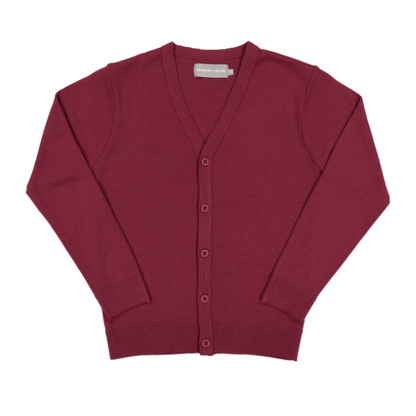 Boys’ Burgundy V-Neck Button-Up Cardigan Sweater