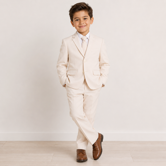 Boys' Off-White 5-Piece Formal Suit Set