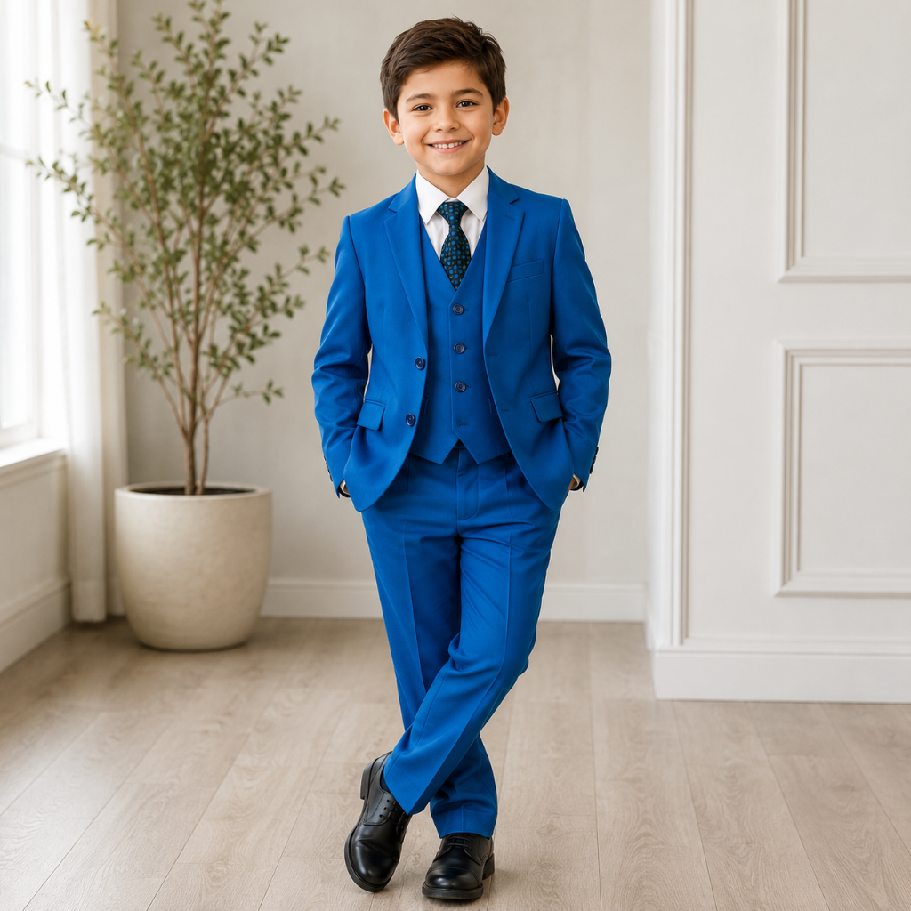 Boys' Ocean Blue 5-Piece Formal Suit Set