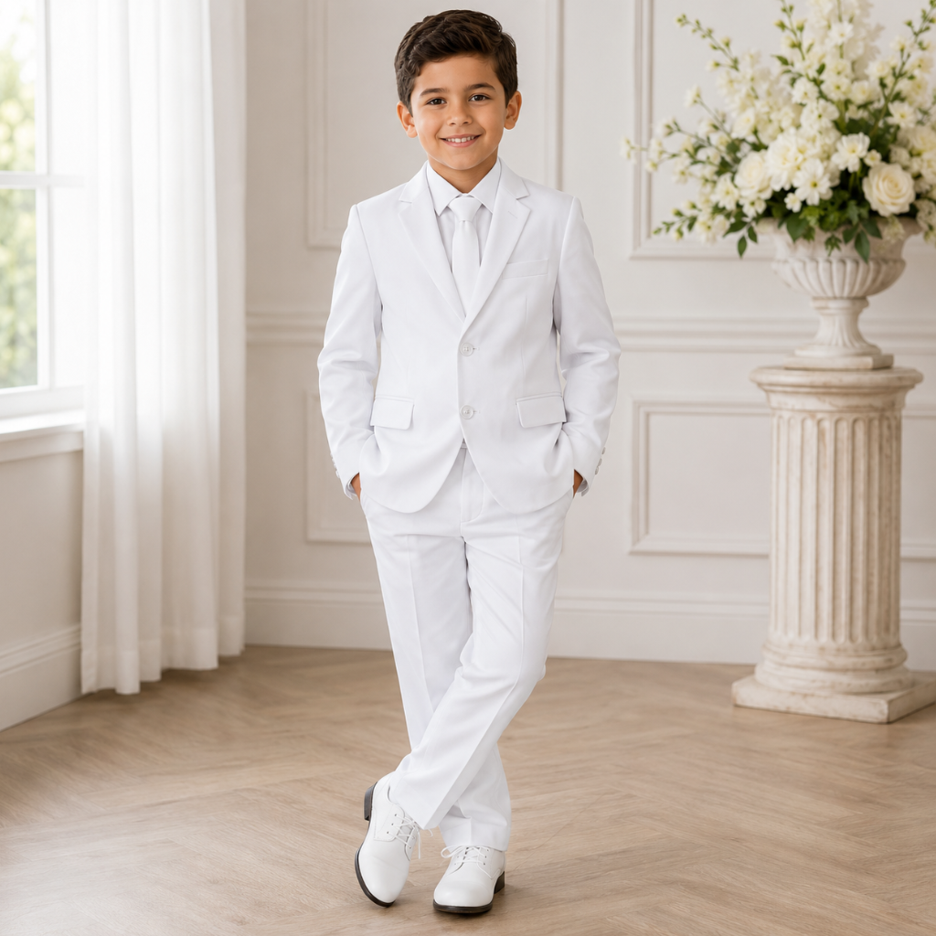 Boys' White 5-Piece Formal Suit Set