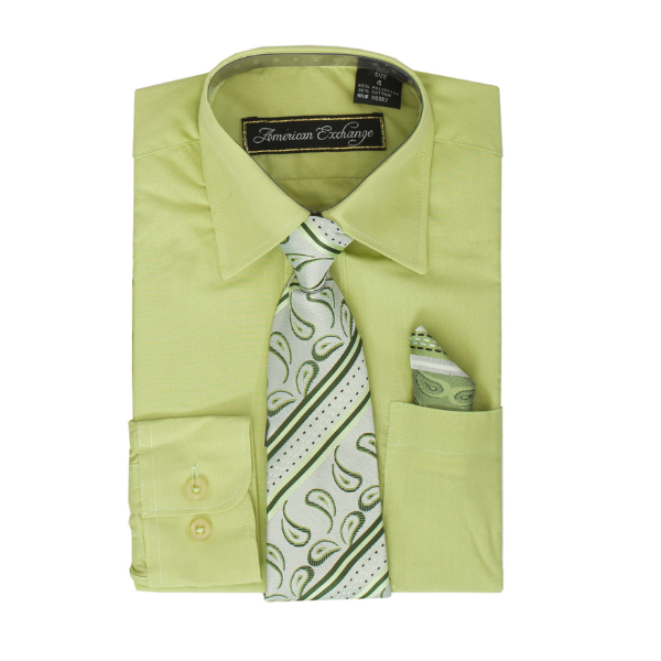 Boys' Pistachio Dress Shirt & Paisley Tie Set