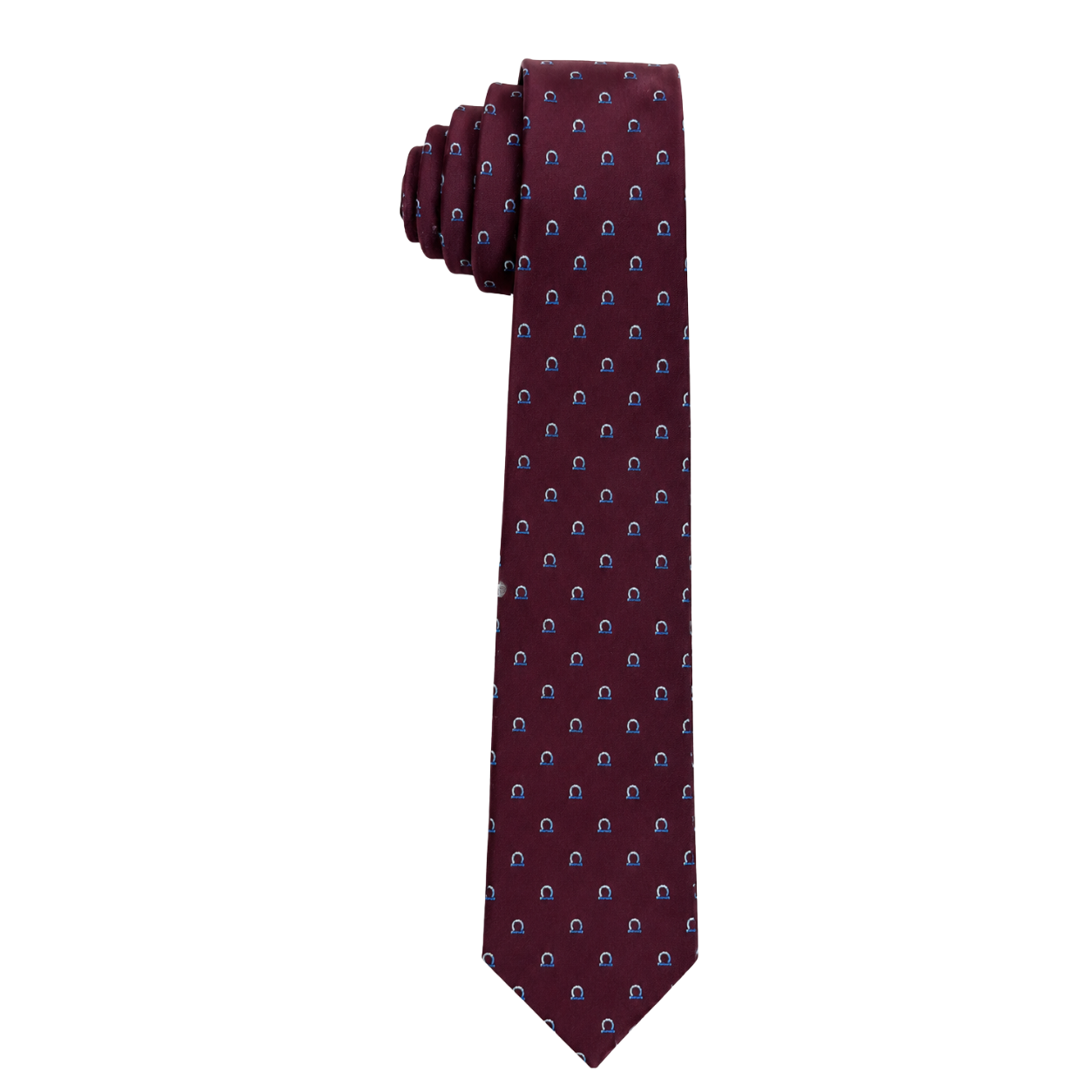 Boys Burgundy Tie with Light Blue Mini Motif
