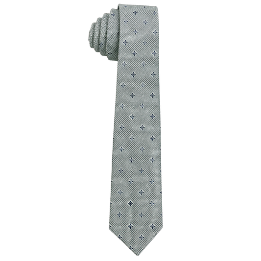 Boys Sage Green Floral Geometric Pattern Tie