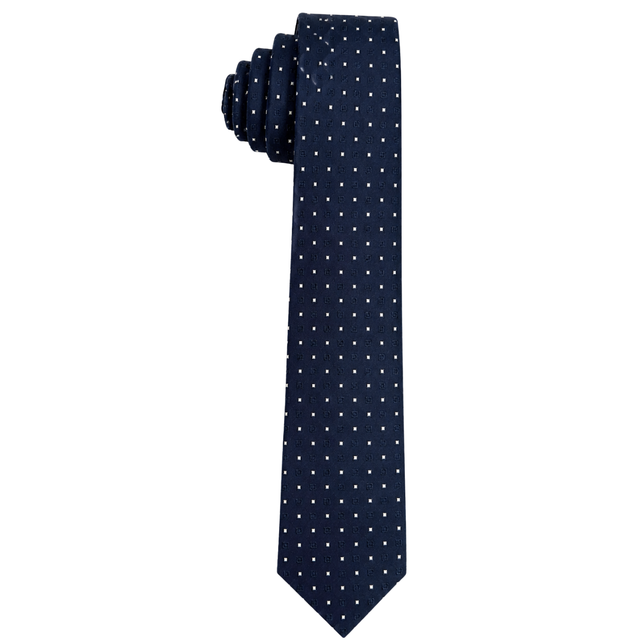 Boys Navy Blue Mini Square Pattern Tie