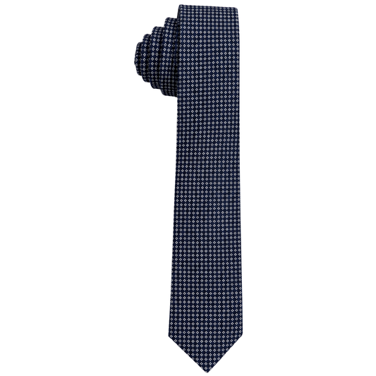 Boys Navy Blue Micro Diamond Pattern Tie