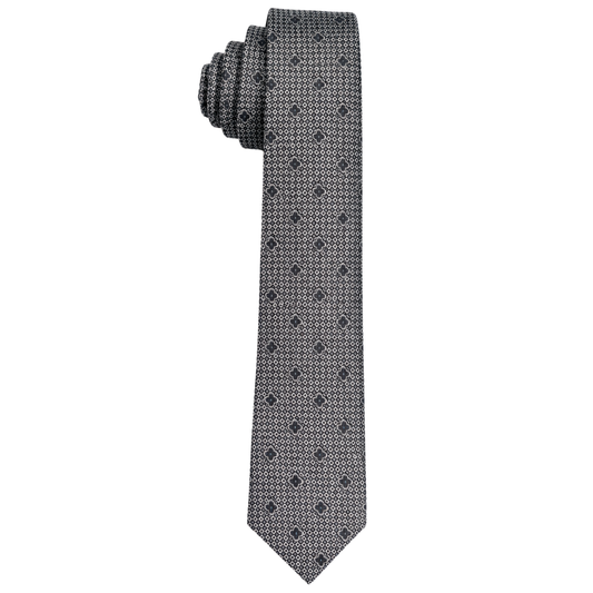 Boys Black & Silver Geometric Medallion Pattern Tie