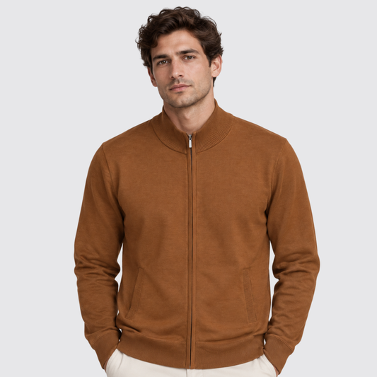 Men's Solid Full Zipper Sweater