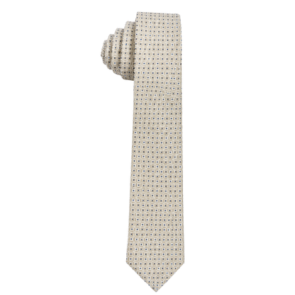 Men’s Beige & Blue Geometric Pattern Neck Tie