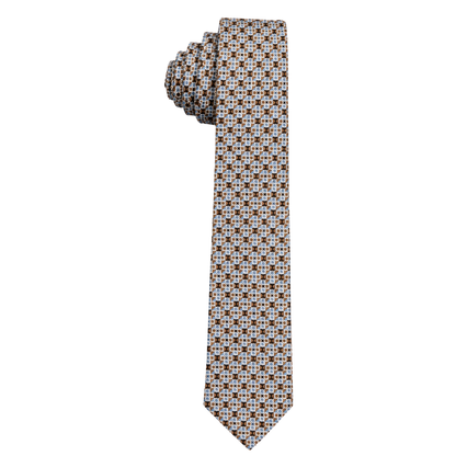 Brown & Blue Geometric Pattern Men’s Tie