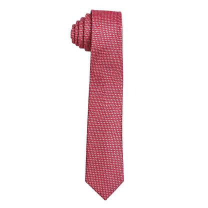 Red & White Micro-Pattern Slim Tie