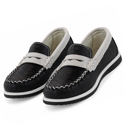 Boys’ Black & Gray Two-Tone Penny Loafers
