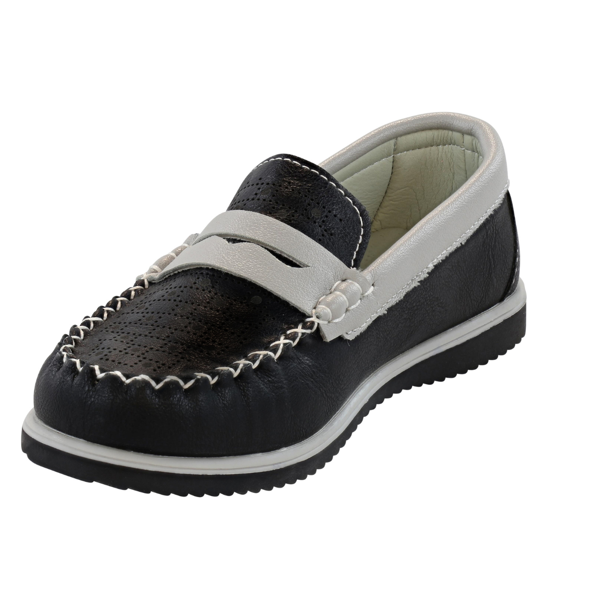 Boys’ Black & Gray Two-Tone Penny Loafers