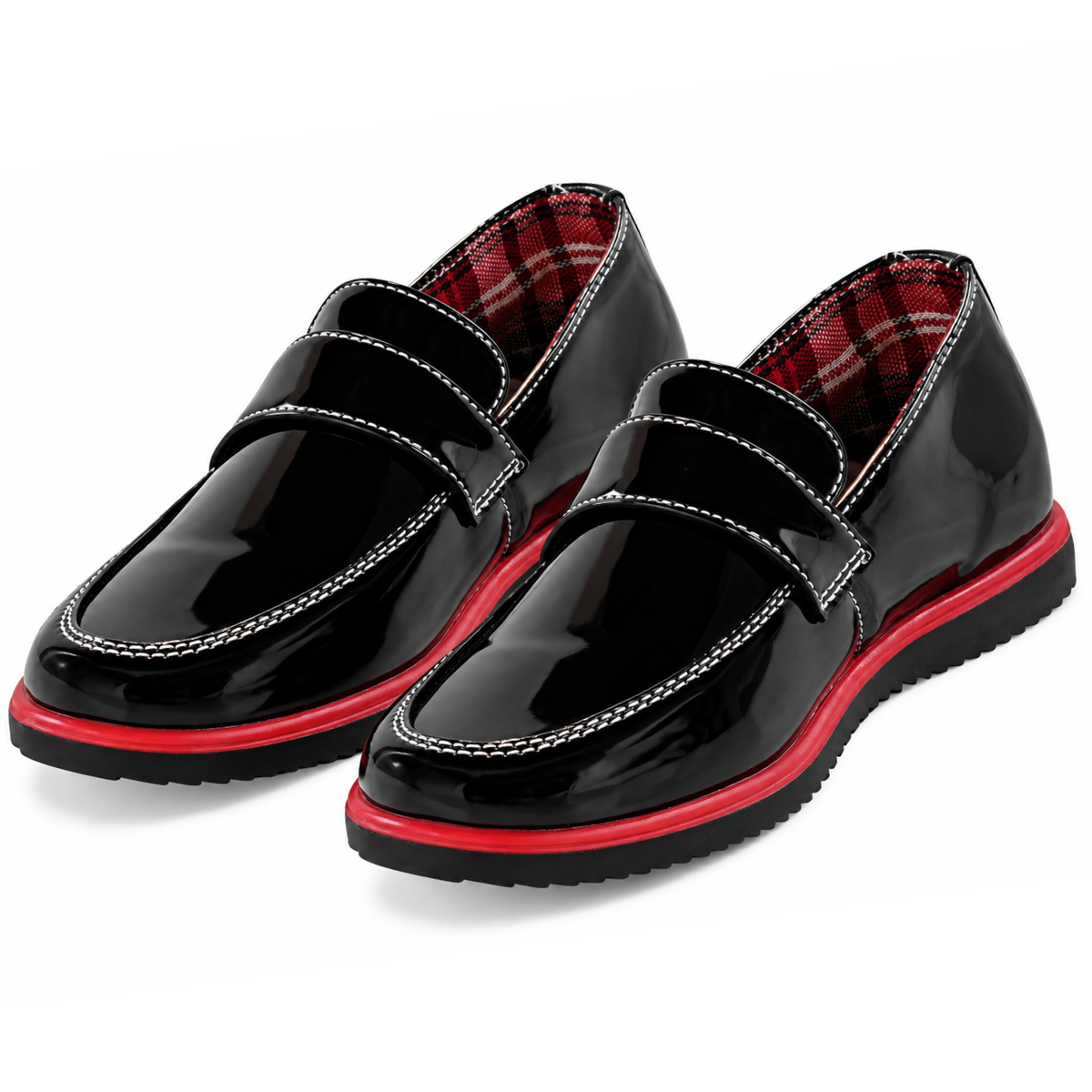 Boys’ Black Patent Slip-On Dress Loafers with Red Sole