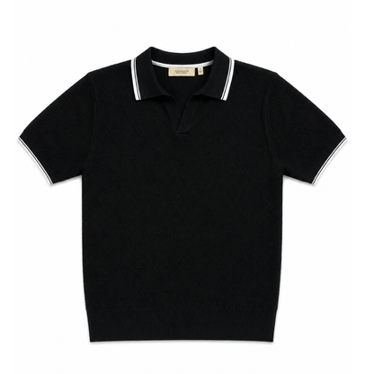 Men’s Black Honeycomb Knit Polo Shirt1