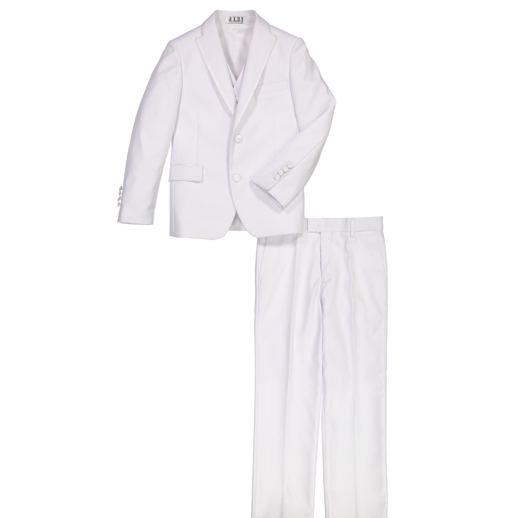 Boys Classic 2-Piece White Tuxedo Suit – Formal Blazer & Dress Pants