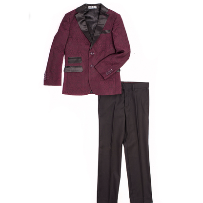 Boys Navy Blue & Black 2-Piece Tuxedo Suit – Premium Formal Blazer & Dress Pants