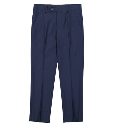 Boys Husky Fit Navy Dress Pants – Classic Formal Flat Front Trousers
