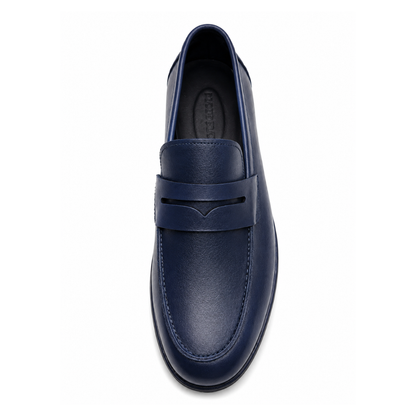 Men's Classic Navy Penny Loafers – Slip-On Dress Shoes
