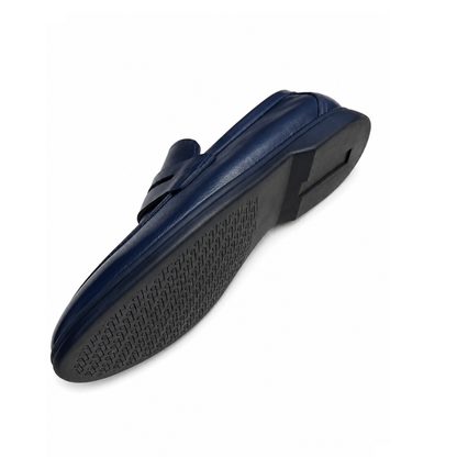 Men's Classic Navy Penny Loafers – Slip-On Dress Shoes