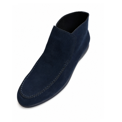 Men's Navy Suede Slip-On Loafers – Modern Casual Dress Shoes