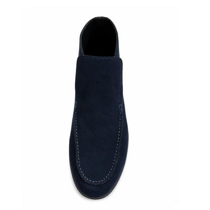 Men's Navy Suede Slip-On Loafers – Modern Casual Dress Shoes