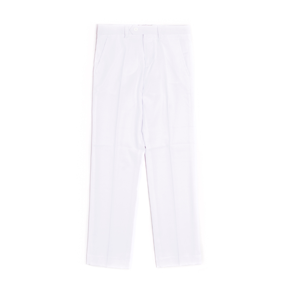 Boys Classic White Dress Pants – Formal Flat Front Trousers