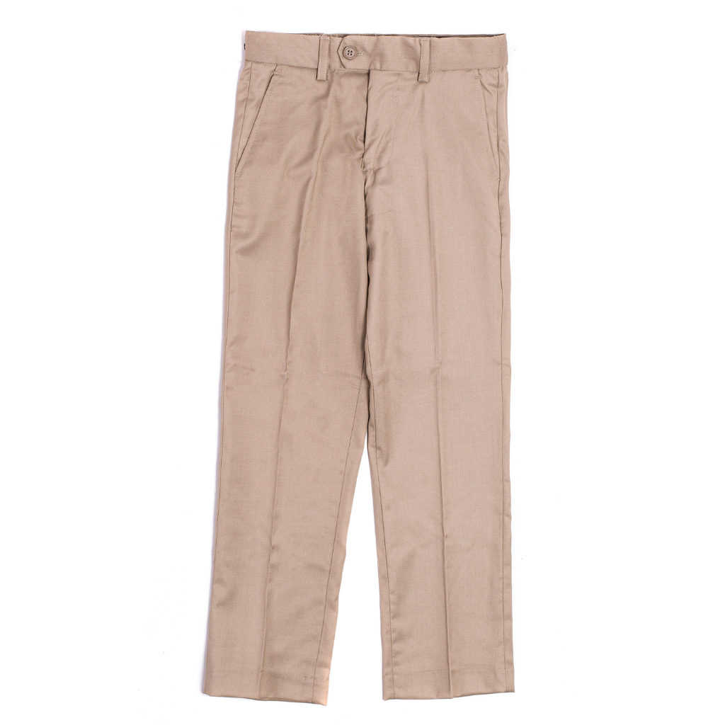 Boys Classic White Dress Pants – Formal Flat Front Trousers