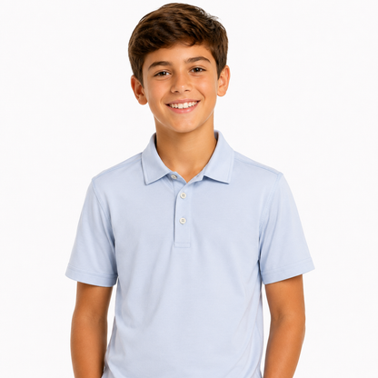 Boys' smoother classic Textured Polo Shirt – Light Blue