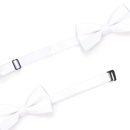 Boys' White Satin Pre-Tied Bow Tie