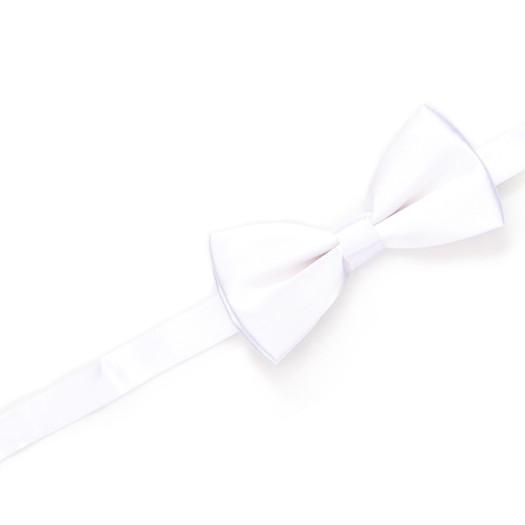 Boys' White Satin Pre-Tied Bow Tie