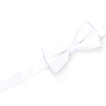 Boys' White Satin Pre-Tied Bow Tie