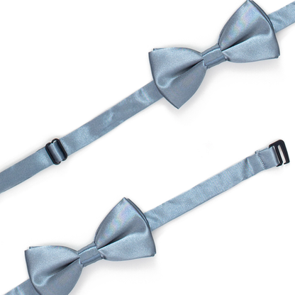 Boys' Silver Satin Pre-Tied Bow Tie
